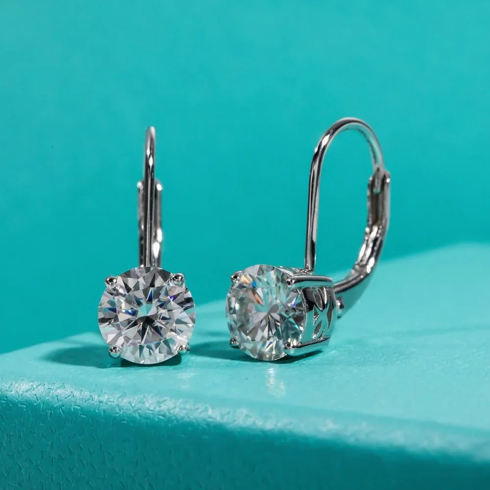 Certified 2ct. t.w. Moissanite Diamond Dangle Drop Earrings NEW - Picture 5 of 11